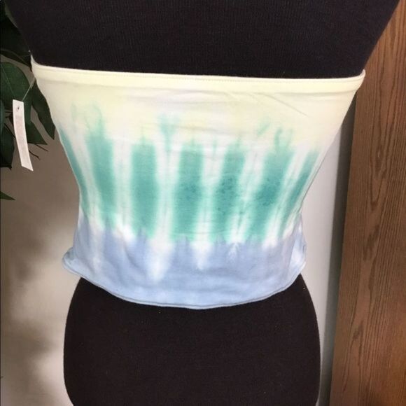 SO bandeau tube top Juniors Large yellow aqua tie‎ dye new with tags - Picture 8 of 10